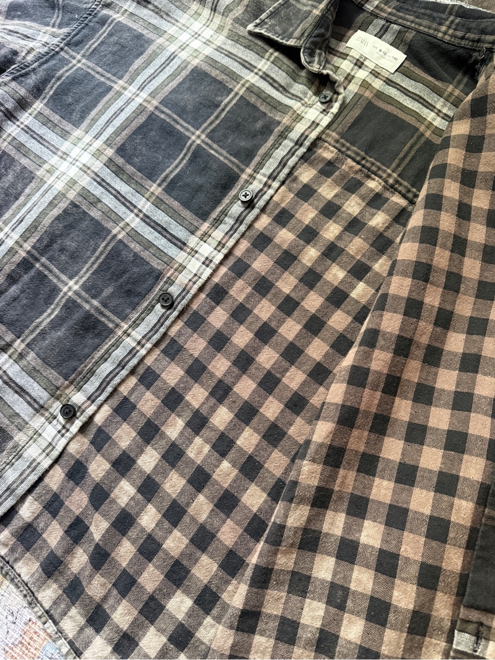 ZARA Boy's cotton shirt, double-layered fabric, with a washed-effect finish. - Picture 7 of 8